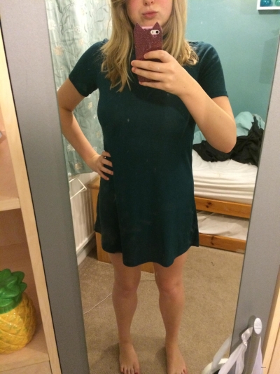 Today I'm posing in dark green