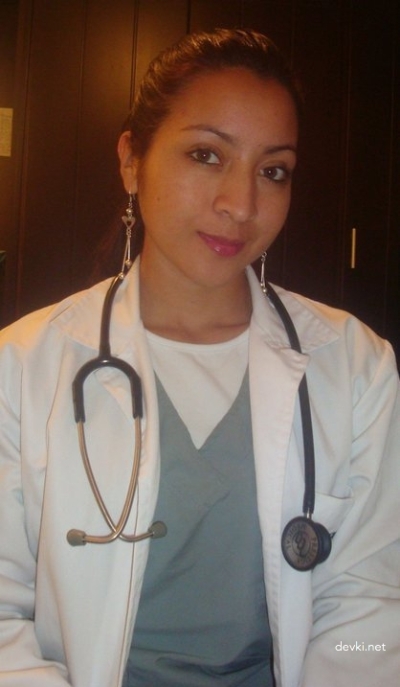 Home photo of a cute nurse