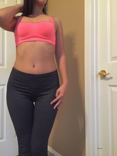 Slender girl gets naked